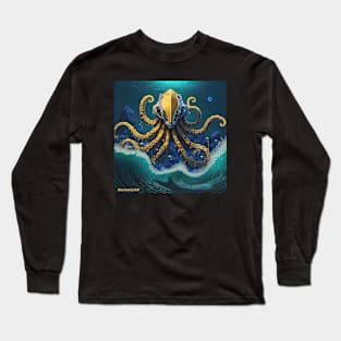 Octomaton Presides over an Underwater Tidal Wave Long Sleeve T-Shirt